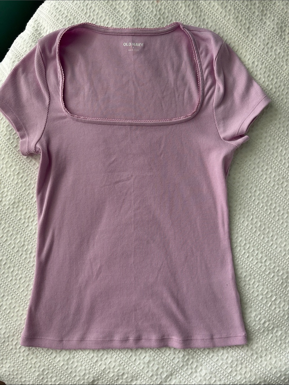 Old Navy Short Sleeve Ribbed Square Neck Tee - Light Lilac